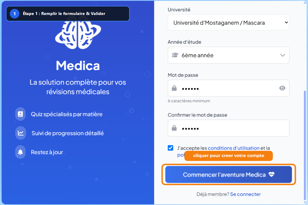 Guide Inscription Medica DZ
